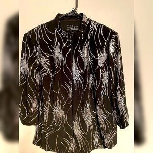 Alex Evenings Mandarin Collar Twin Set With Sequins